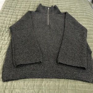 H&M Sweater Dress - high neck with zipper - charcoal - size M